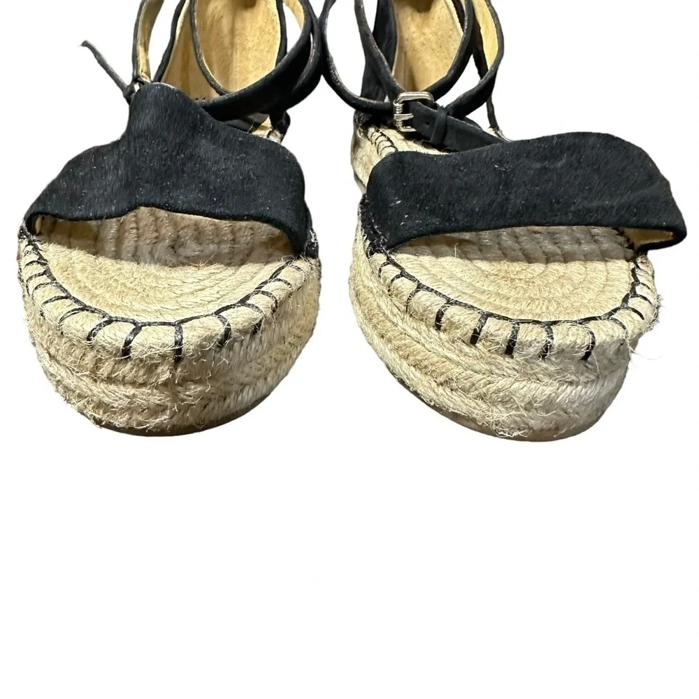NWOB Splendid Black Suede Ankle Strap Platform Espadrille Womens‎ Size 6.5